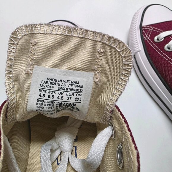 New in Box! Converse Unisex Chuck Taylor All Star OX Burgundy 139794F - Picture 4 of 4